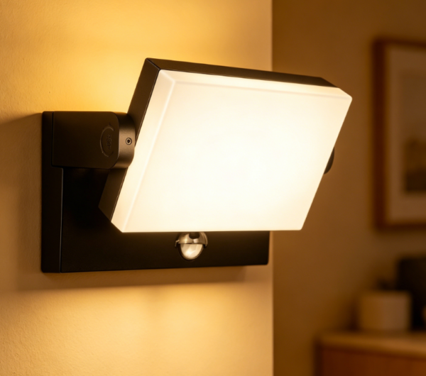 60W LED Outdoor Wall Light – 360° rotating head + human body sensor, three adjustable color temperatures, waterproof, suitable for garages/porches/courtyards